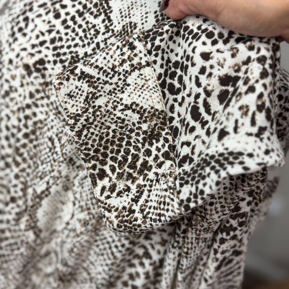 NEW Free People S Wild Nights Animal Print Long Duster cardigan Brown Cream Boho - Picture 6 of 14